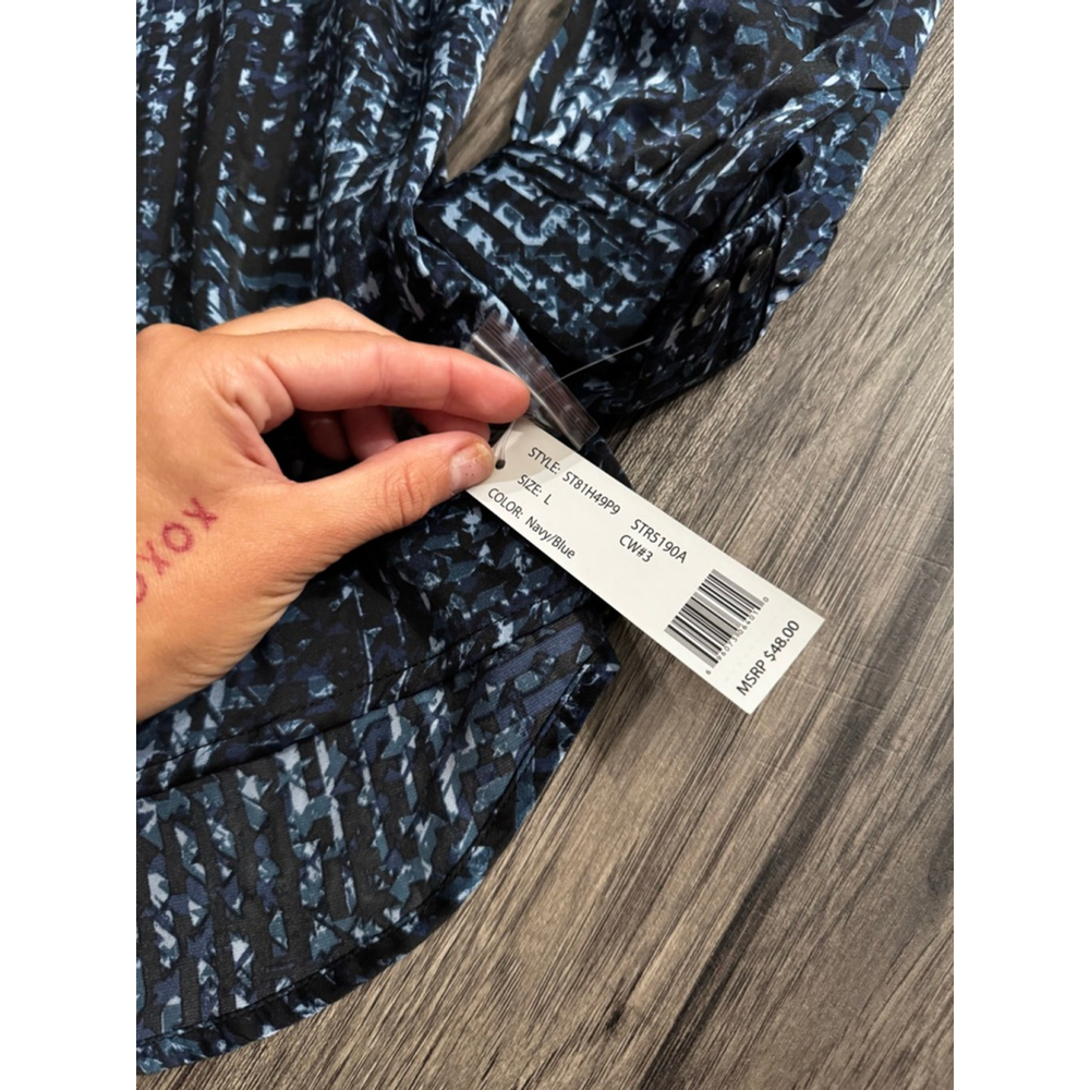 Zac & Rachel Navy Blue Very Thin Silky Material Blouse BNWT Size Large - Picture 3 of 4